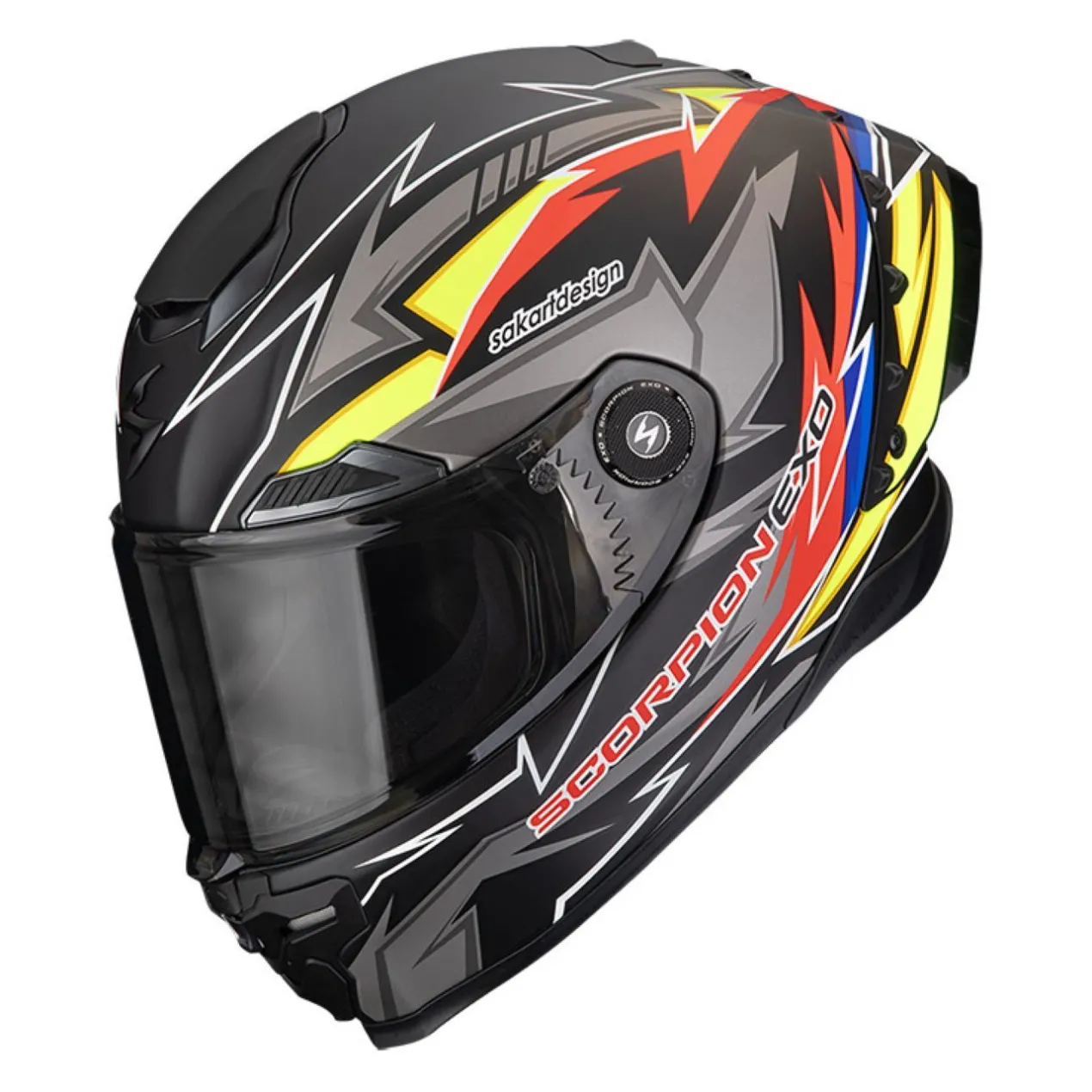 Casco Integrale Scorpion Exo-race Air Move On Nero Rosso Giallo Opaco
