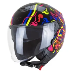 Casco Jet Cgm 126s Ipe Demon Nero Blu Rosso Giallo