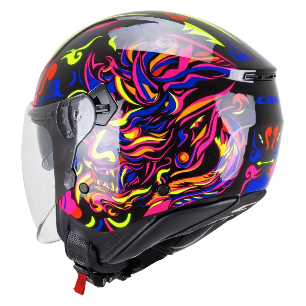 Casco Jet Cgm 126s Ipe Demon Nero Blu Rosso Giallo