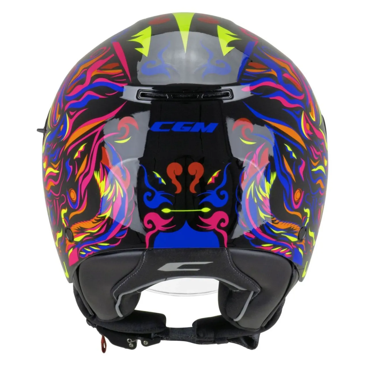 Casco Jet Cgm 126s Ipe Demon Nero Blu Rosso Giallo