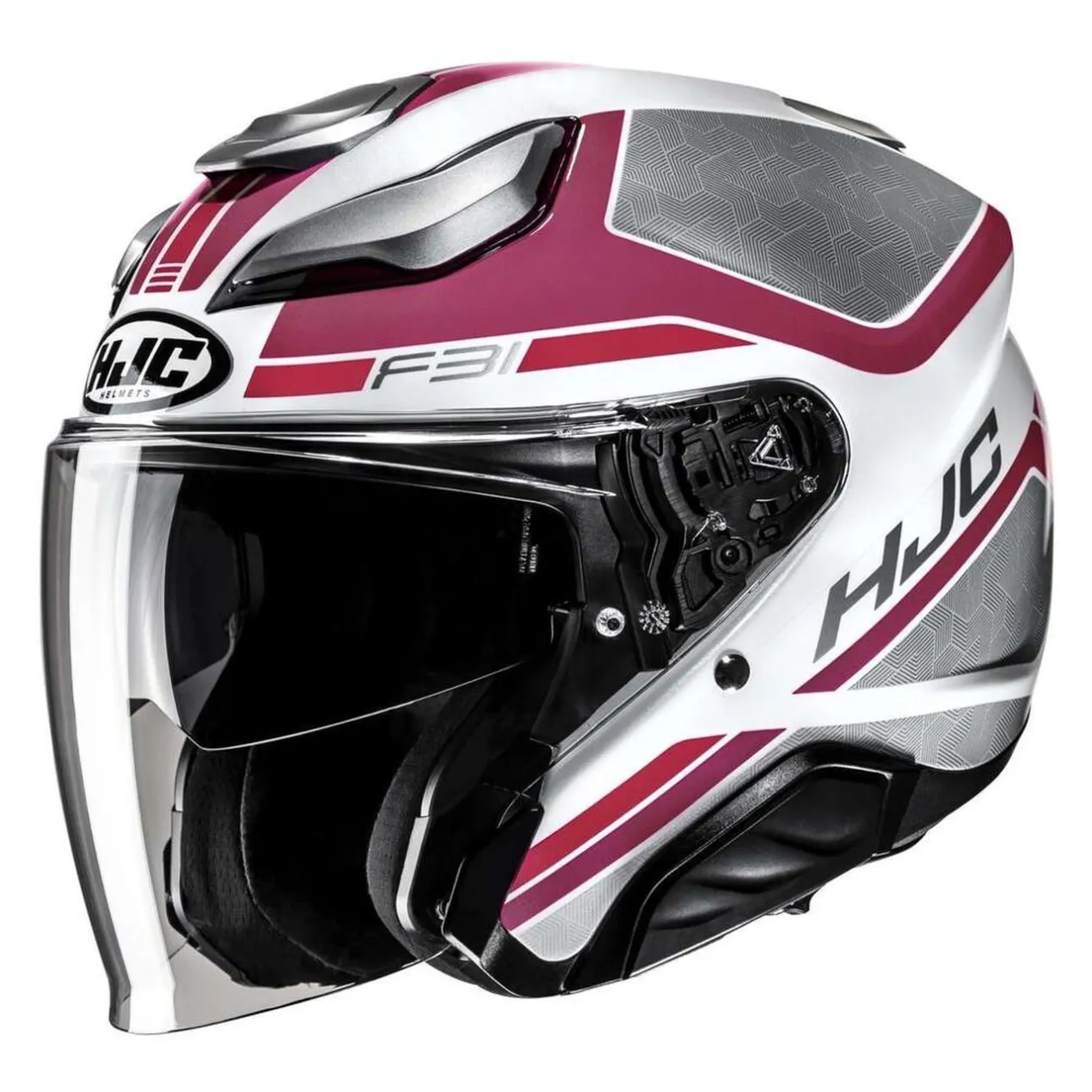 Casco Jet Hjc F31 Ceron Mc8 Bianco Viola Gri