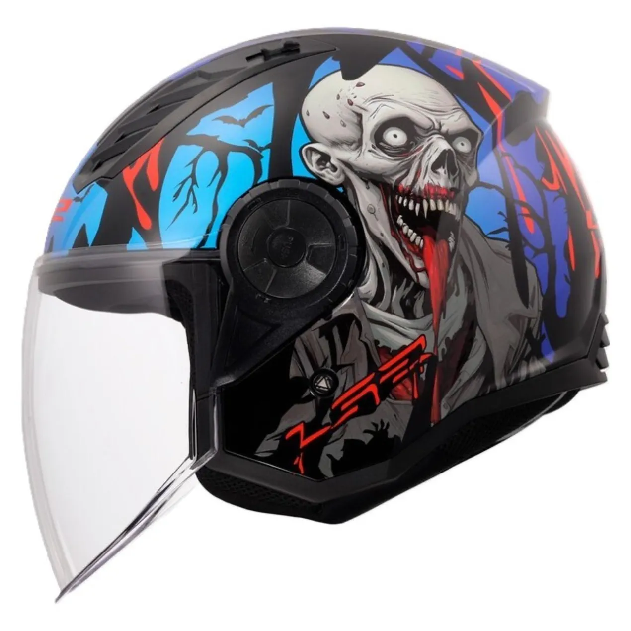 Casco Jet Ls2 Of616 Airflow II Zombie Ii Black Red Blue