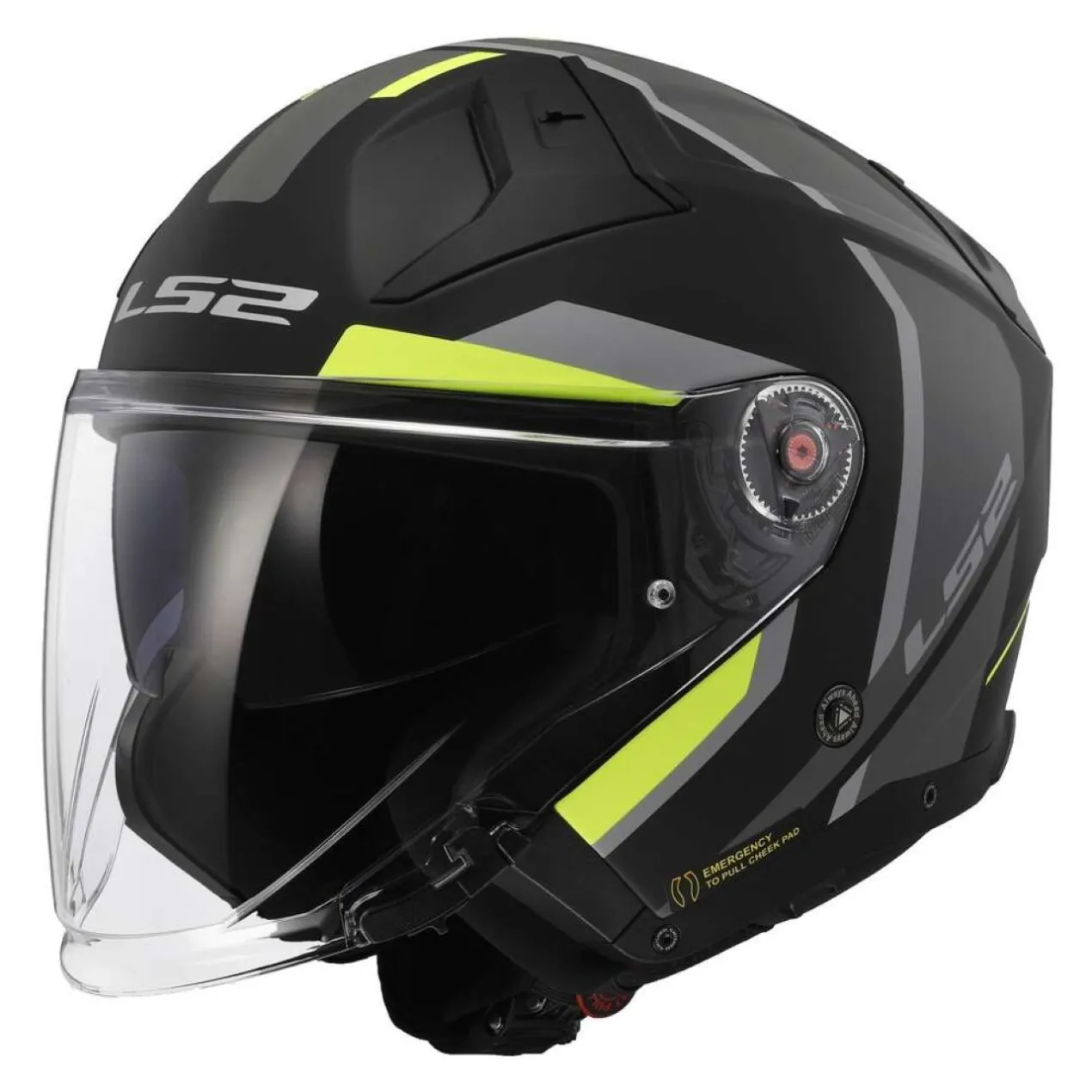 Casco Jet Ls2 Of603 Infinity II Focus M.black H-v Yell.