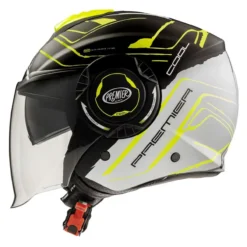 Casco Jet Premier Cool Evo con Sunvisor Nero Giallo Opaco