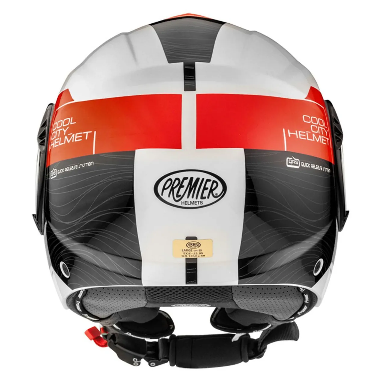 Casco Jet Premier Cool Evo con Sunvisor Bianco Nero Rosso