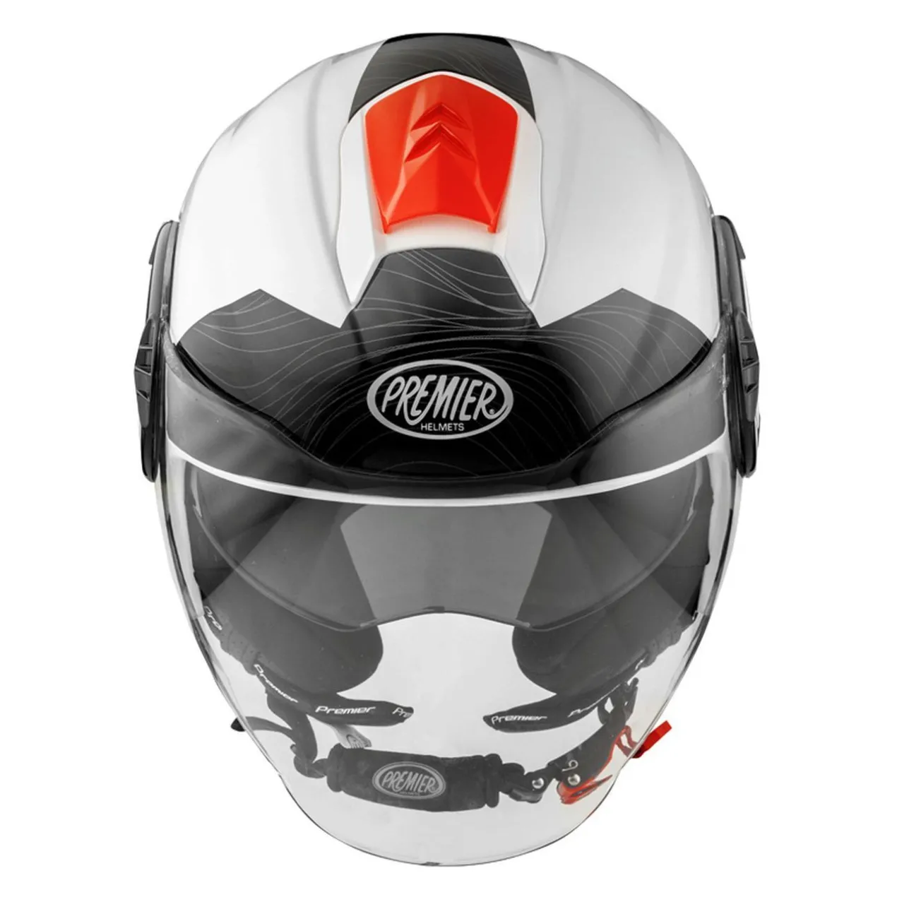 Casco Jet Premier Cool Evo con Sunvisor Bianco Nero Rosso