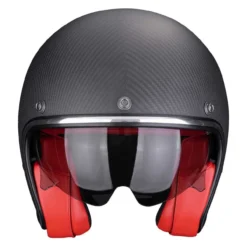 Casco Jet Scorpion Belfast Carbon Evo Nero Opaco Rosso