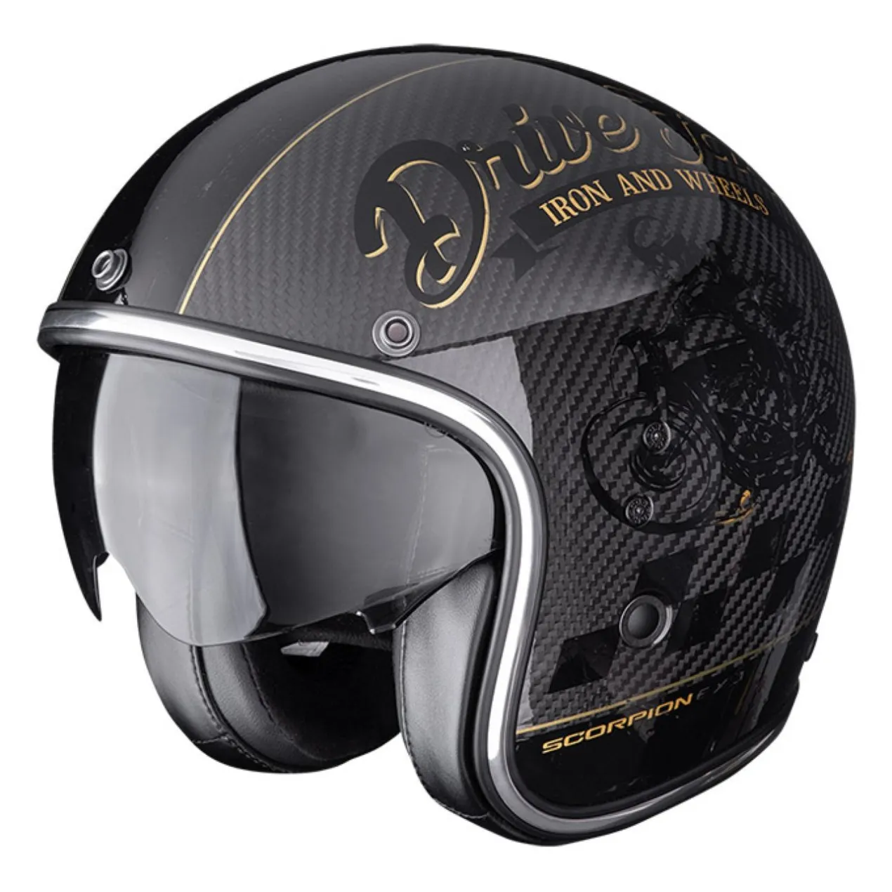 Casco Jet Scorpion Belfast Evo Carbon Zippy Nero Oro