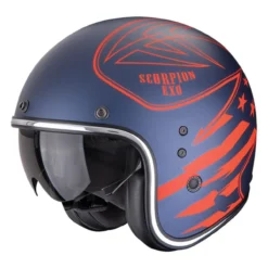 Casco Jet Scorpion Belfast Evo Dawg Blu Rosso Opaco