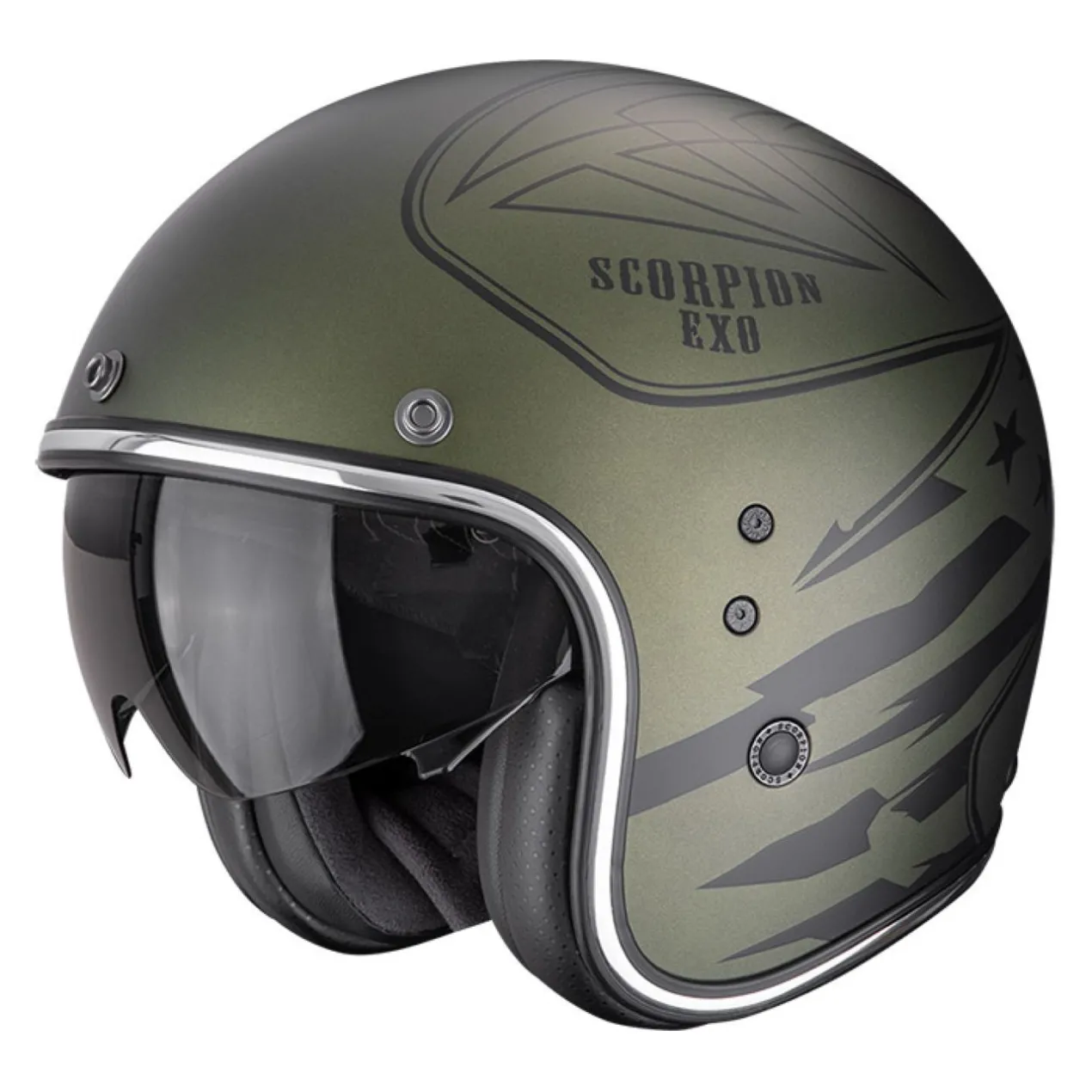 Casco Jet Scorpion Belfast Evo Dawg Verde Opaco