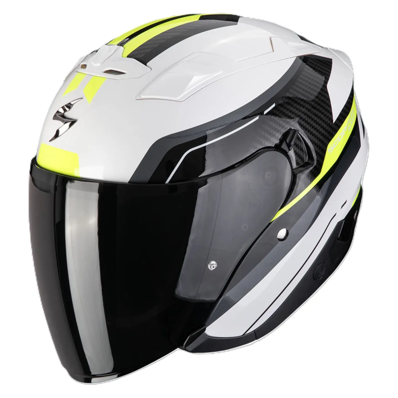 Casco Jet Scorpion Exo-230 Hipe Bianco Nero Giallo Neon