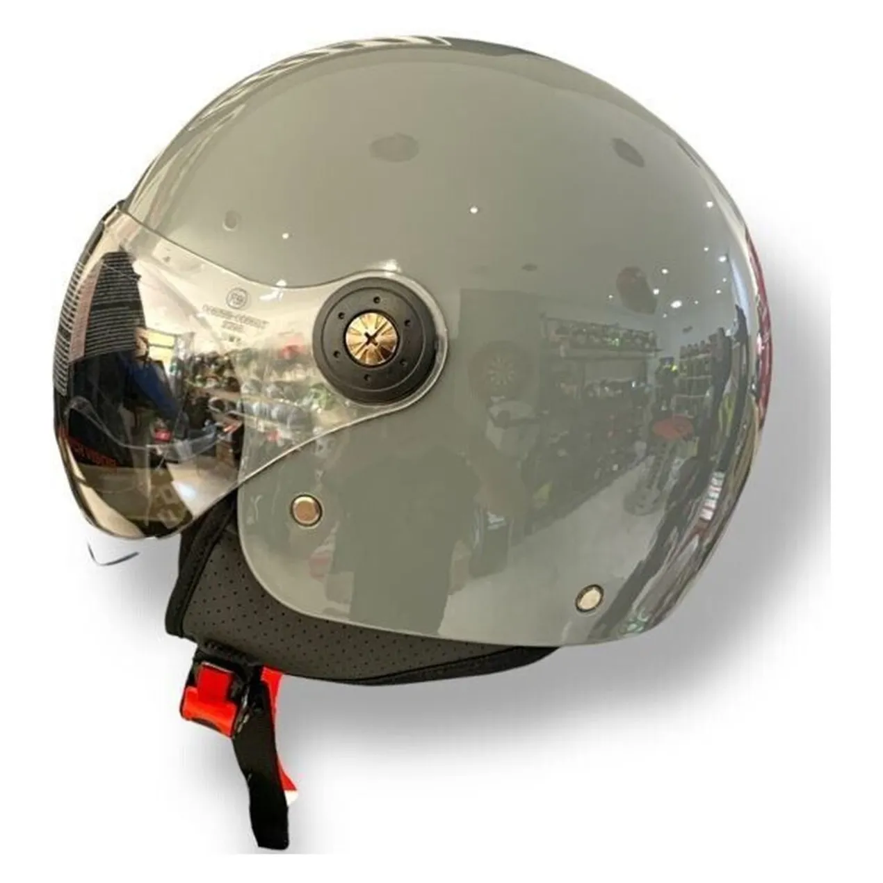 Casco Jfm Demi Jet Monocolore Grigio Lucido