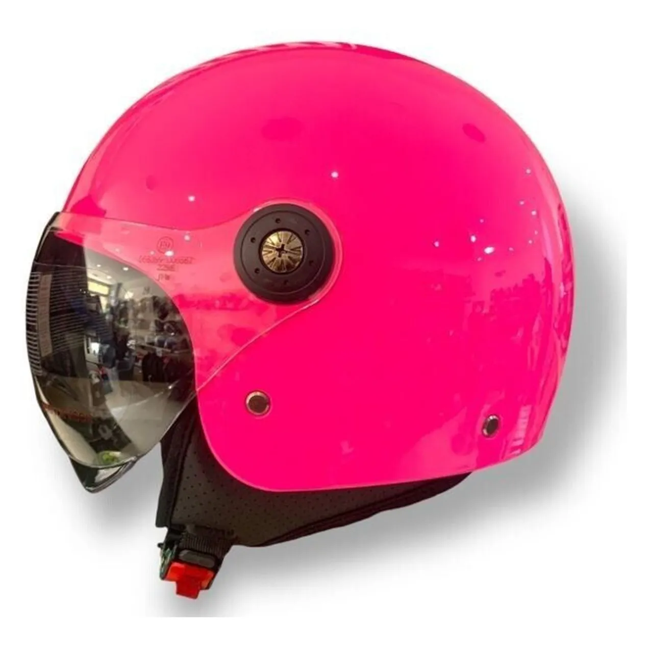 Casco Jfm Demi Jet Monocolore Rosa Lucido