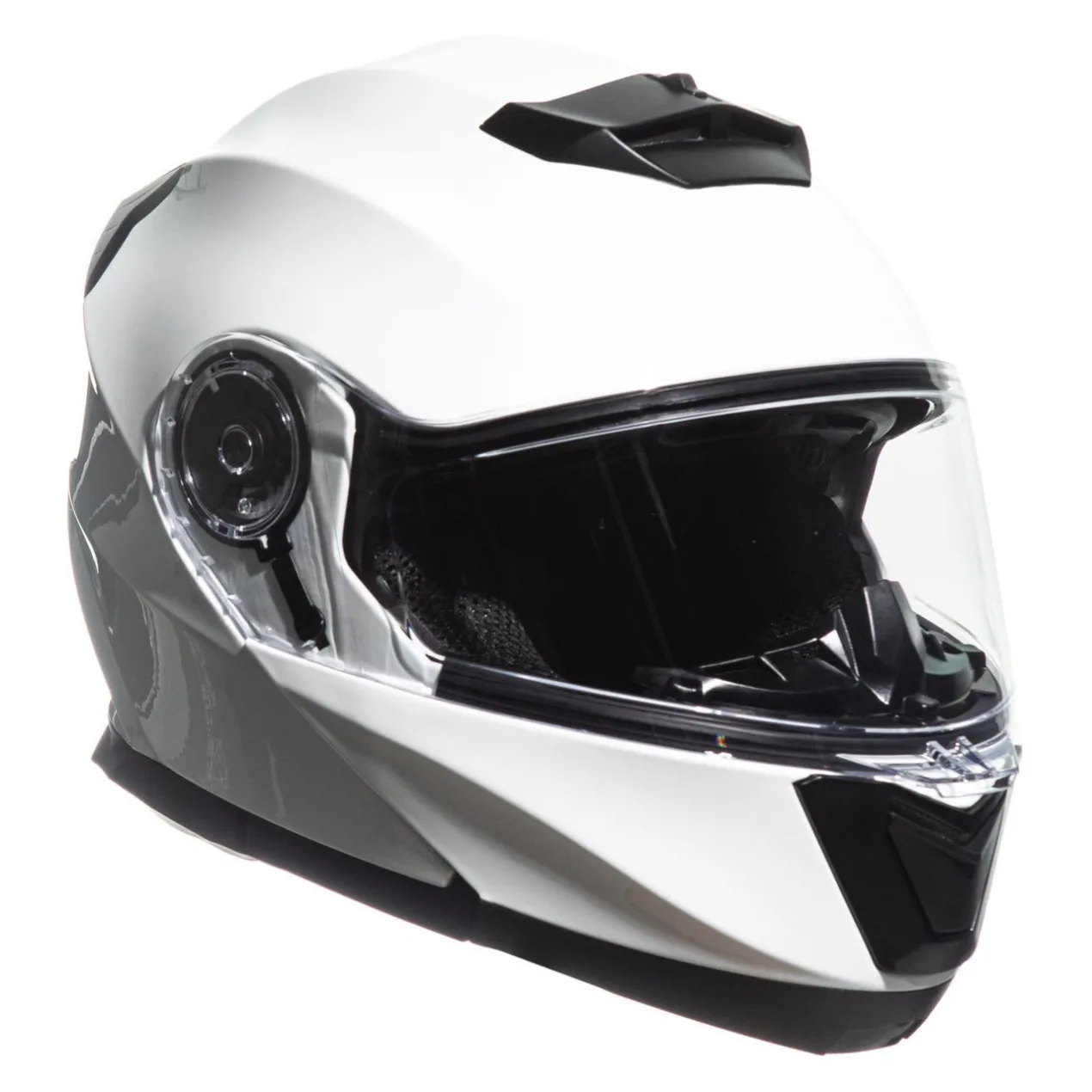 Casco Jfm Flip-up Apribile Doppia Visiera Bianco Lucido