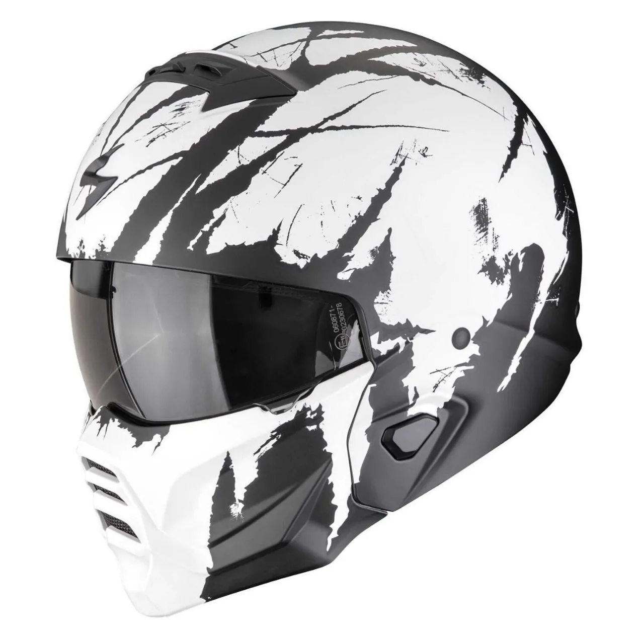 Casco Modulabile Scorpion Exo-combat II Marauder Nero Opaco Bianco