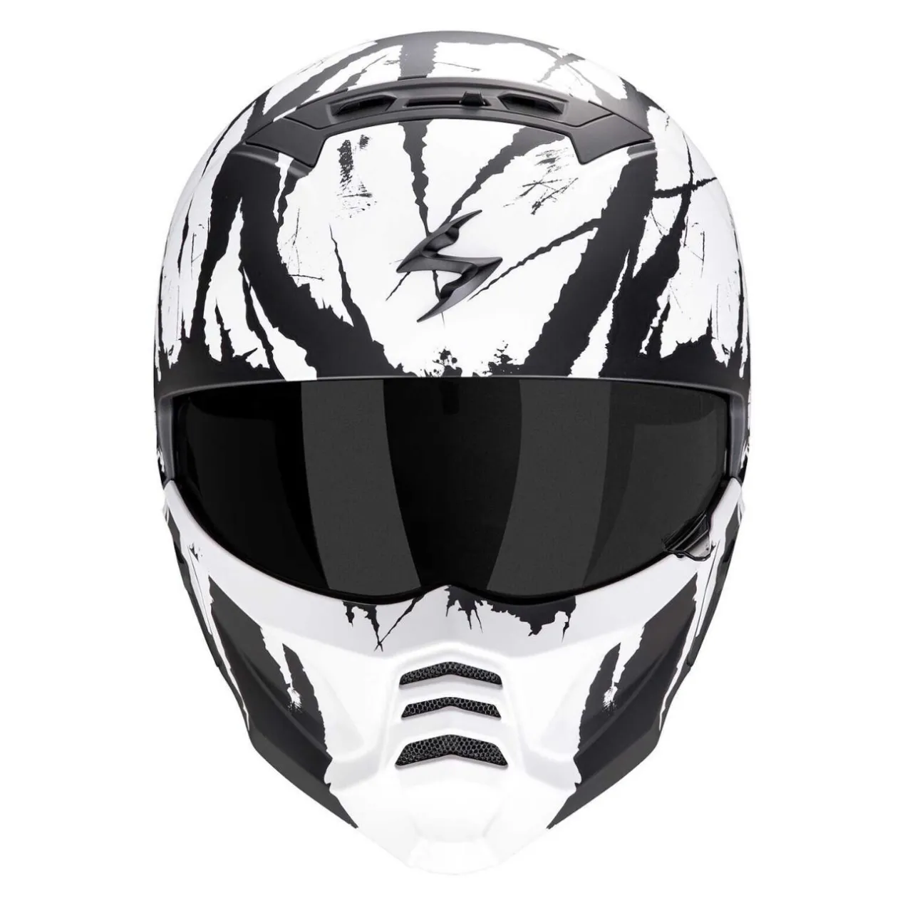 Casco Modulabile Scorpion Exo-combat II Marauder Nero Opaco Bianco