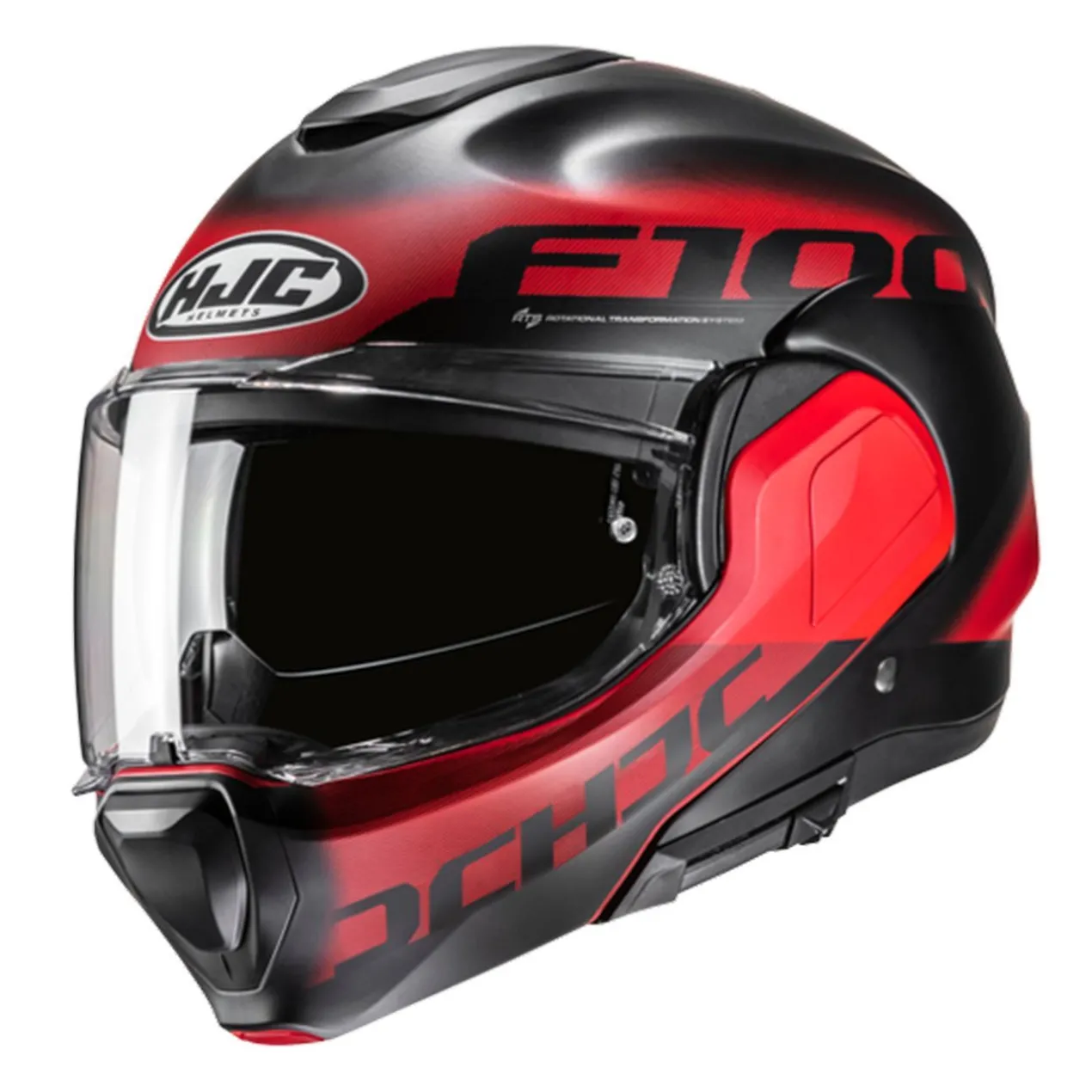 Casco Modulare Hjc F100 Hetal Mc1sf Nero Rosso