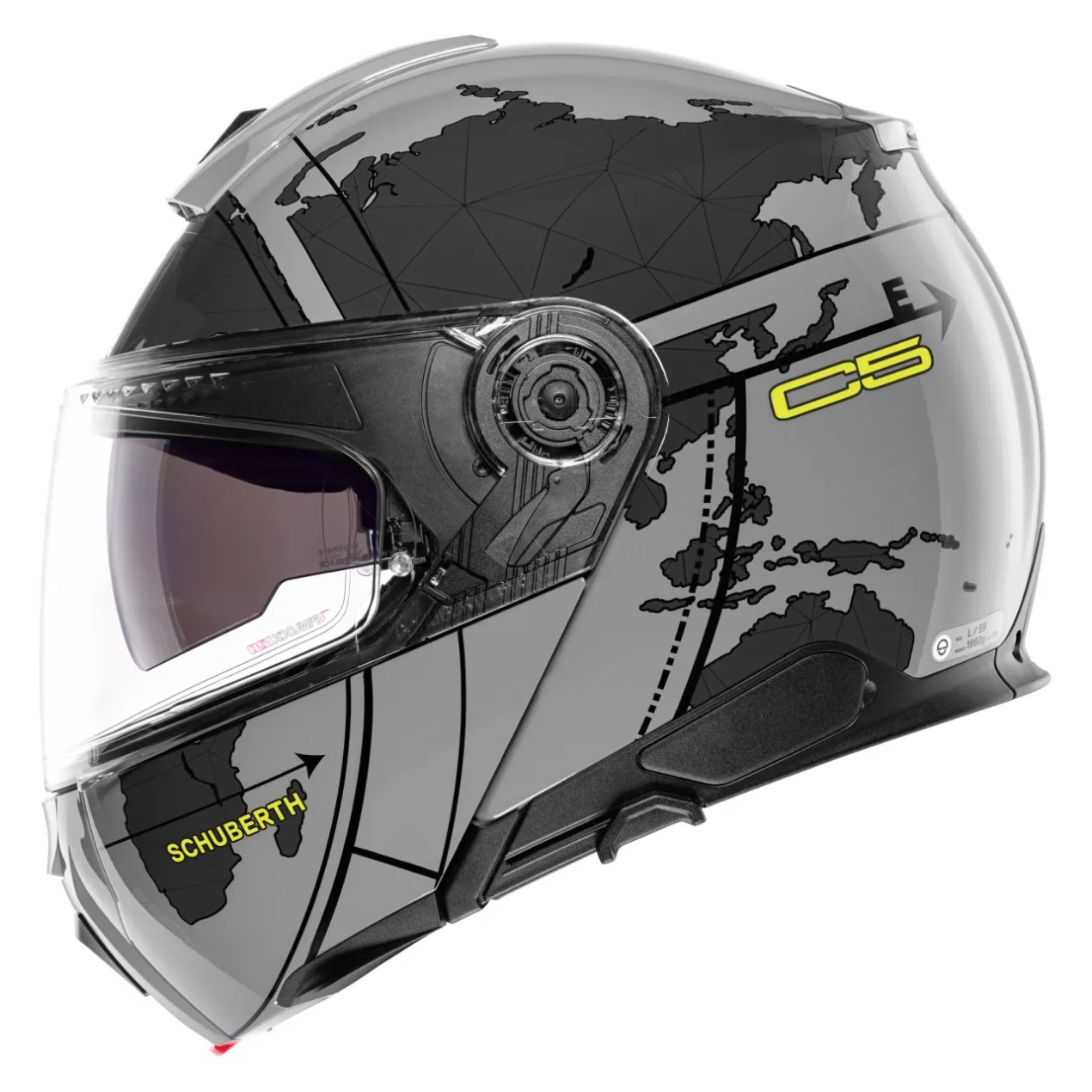 Casco Modulare Schuberth C5 Graphic Globe Grigio