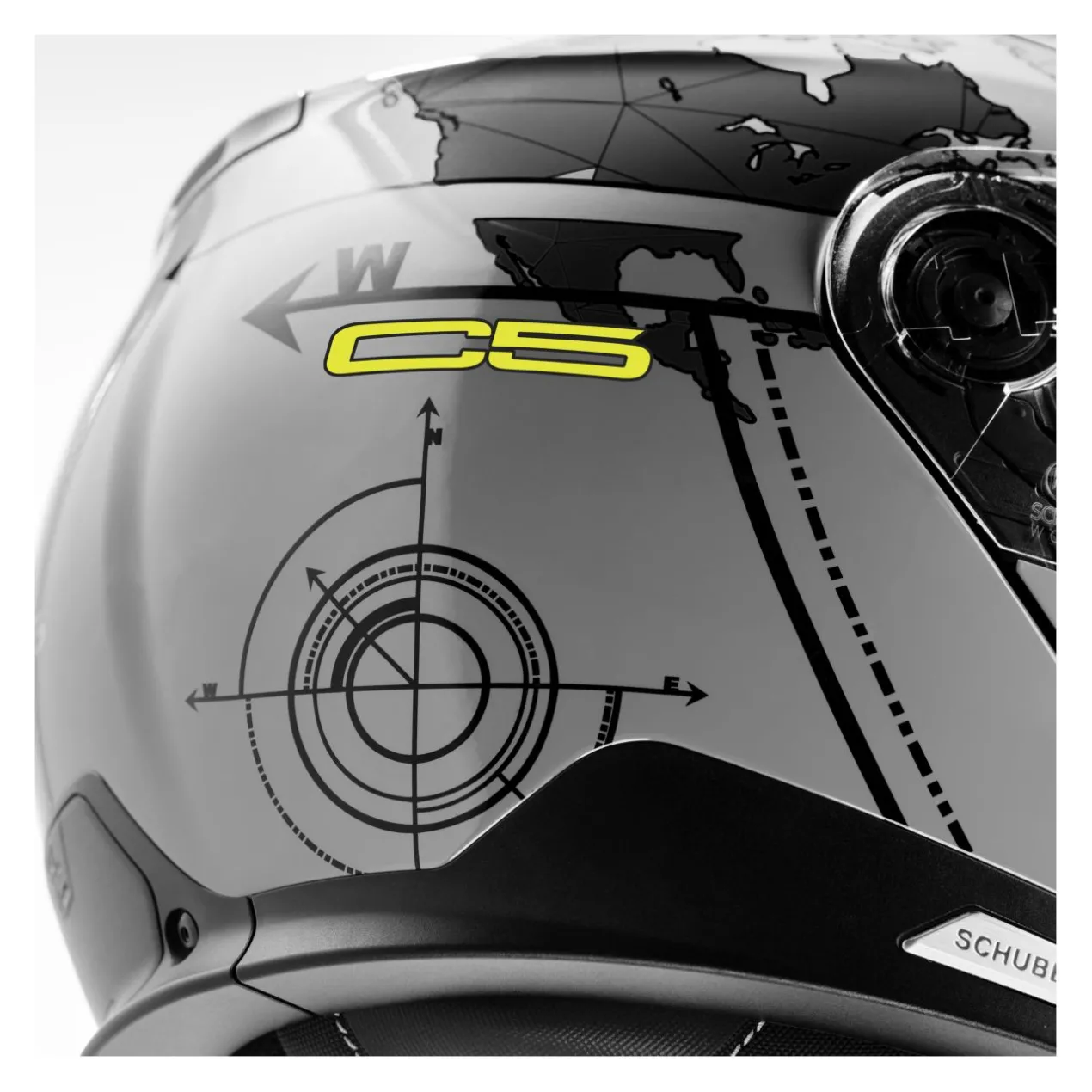 Casco Modulare Schuberth C5 Graphic Globe Grigio