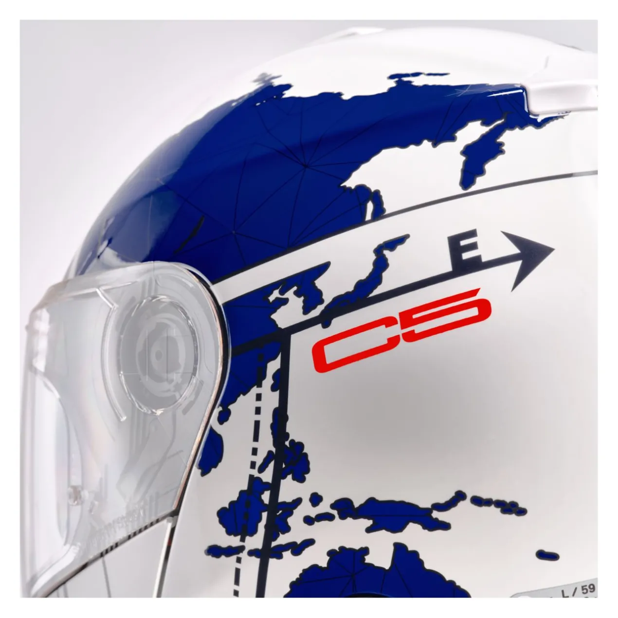 Casco Modulare Schuberth C5 Graphic Globe Blu