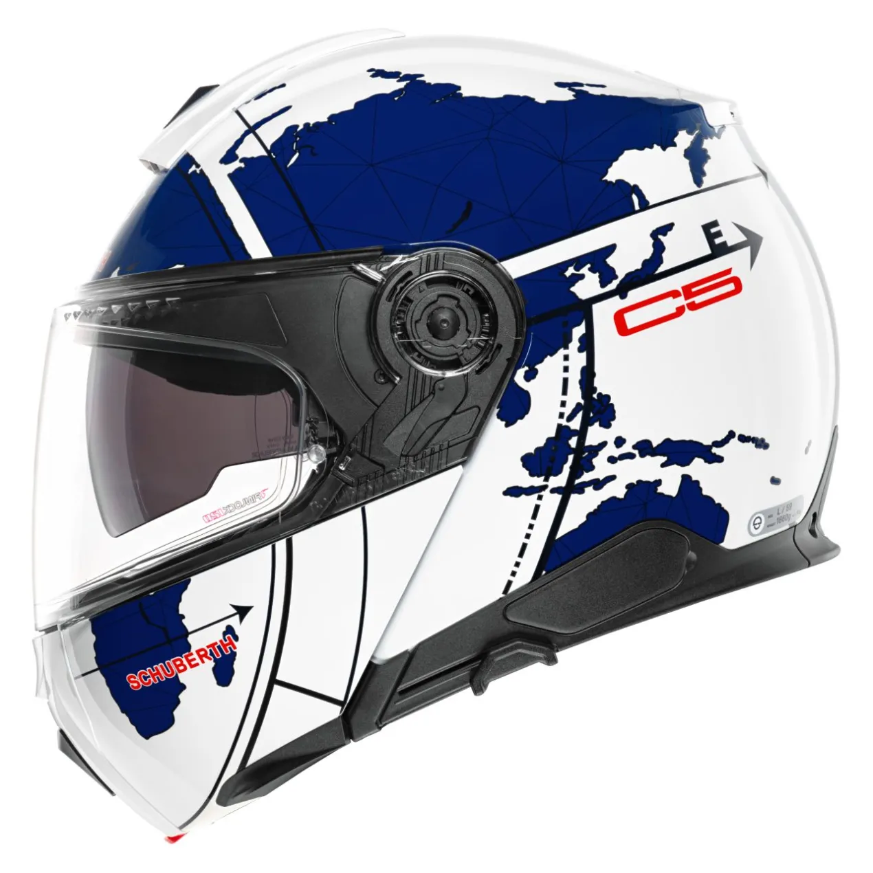 Casco Modulare Schuberth C5 Graphic Globe Blu