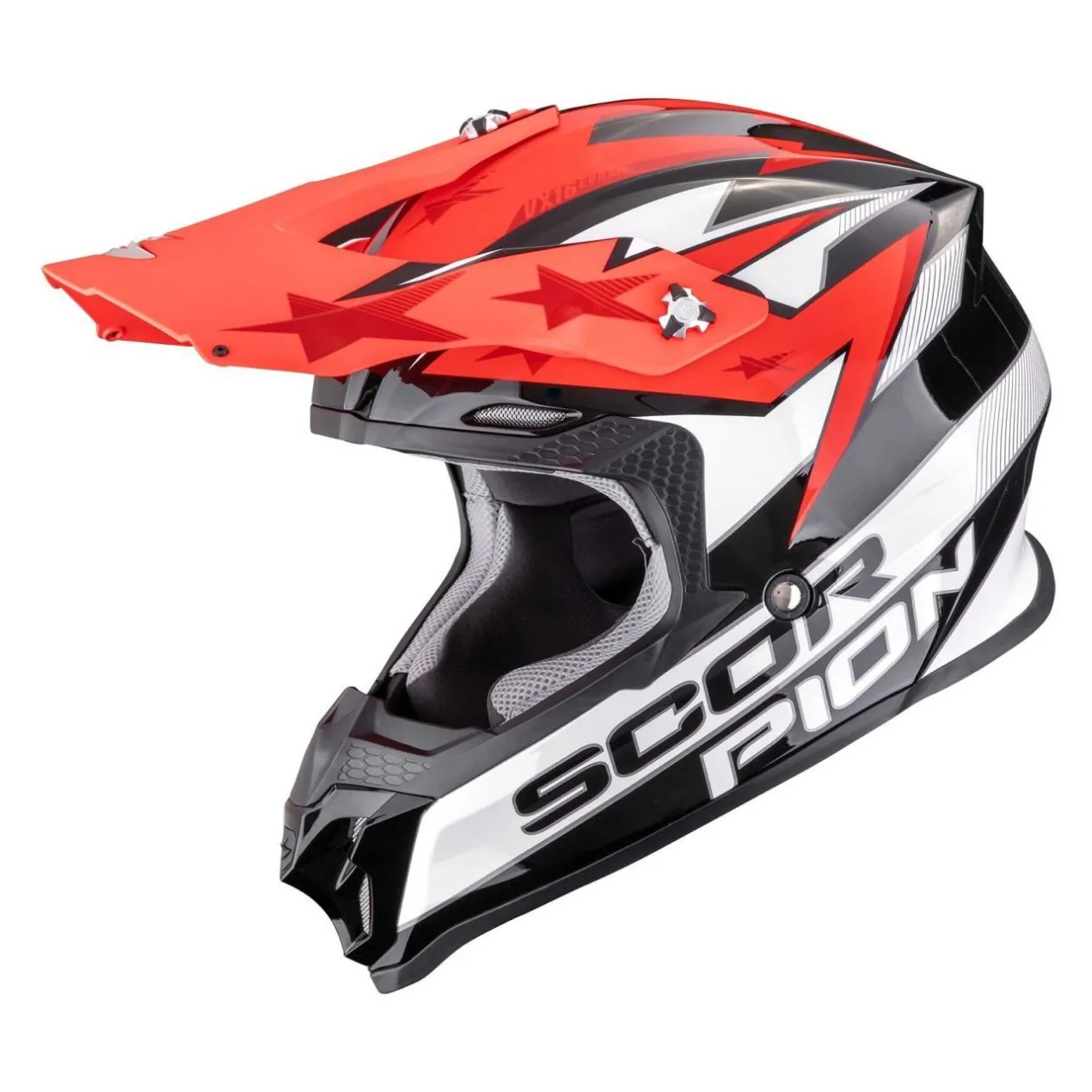 Casco Motocross Scorpion Vx-16 Evo Air Patriot Nero Bianco Rosso
