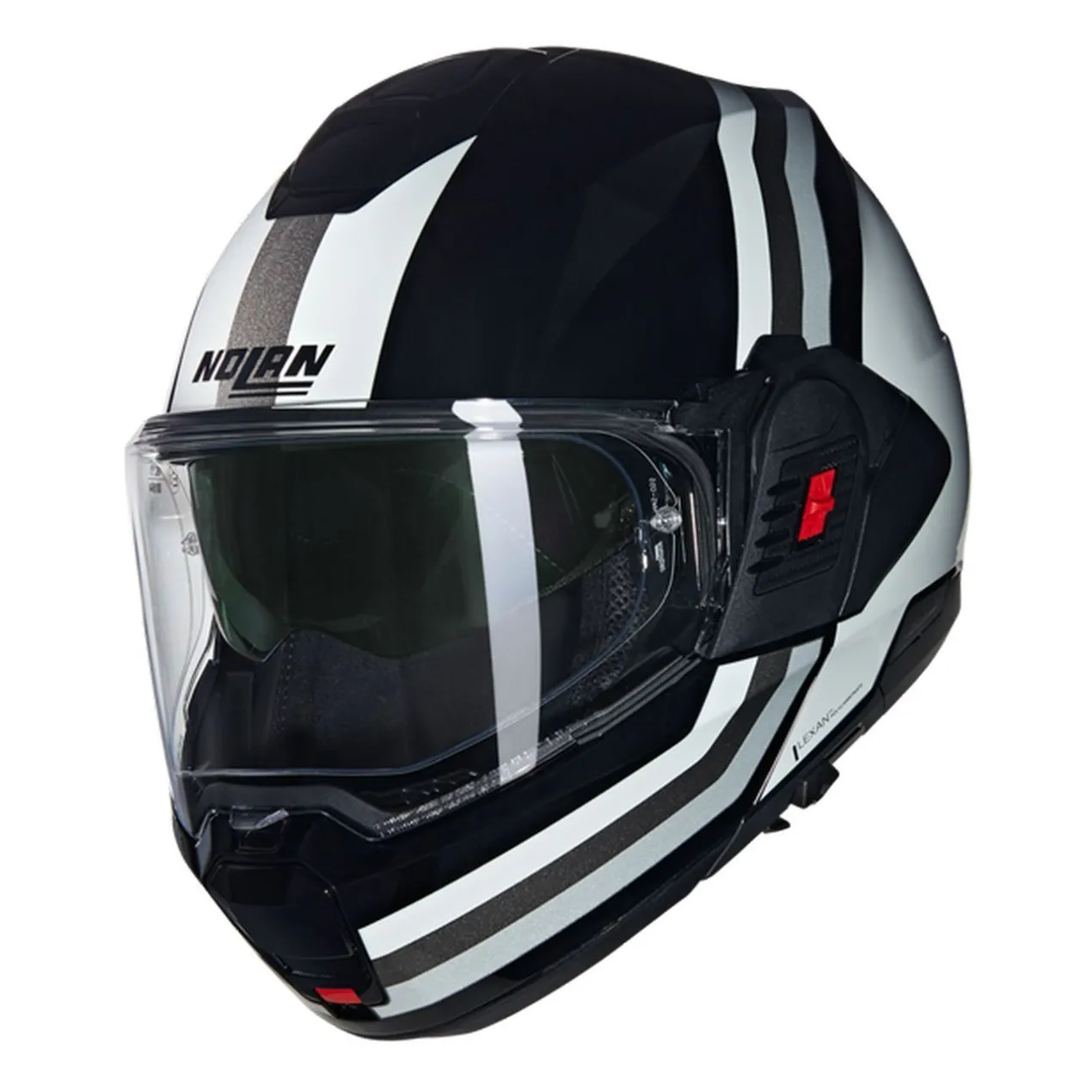 Casco Nolan N120-1 Lineo Nero Bianco Argento