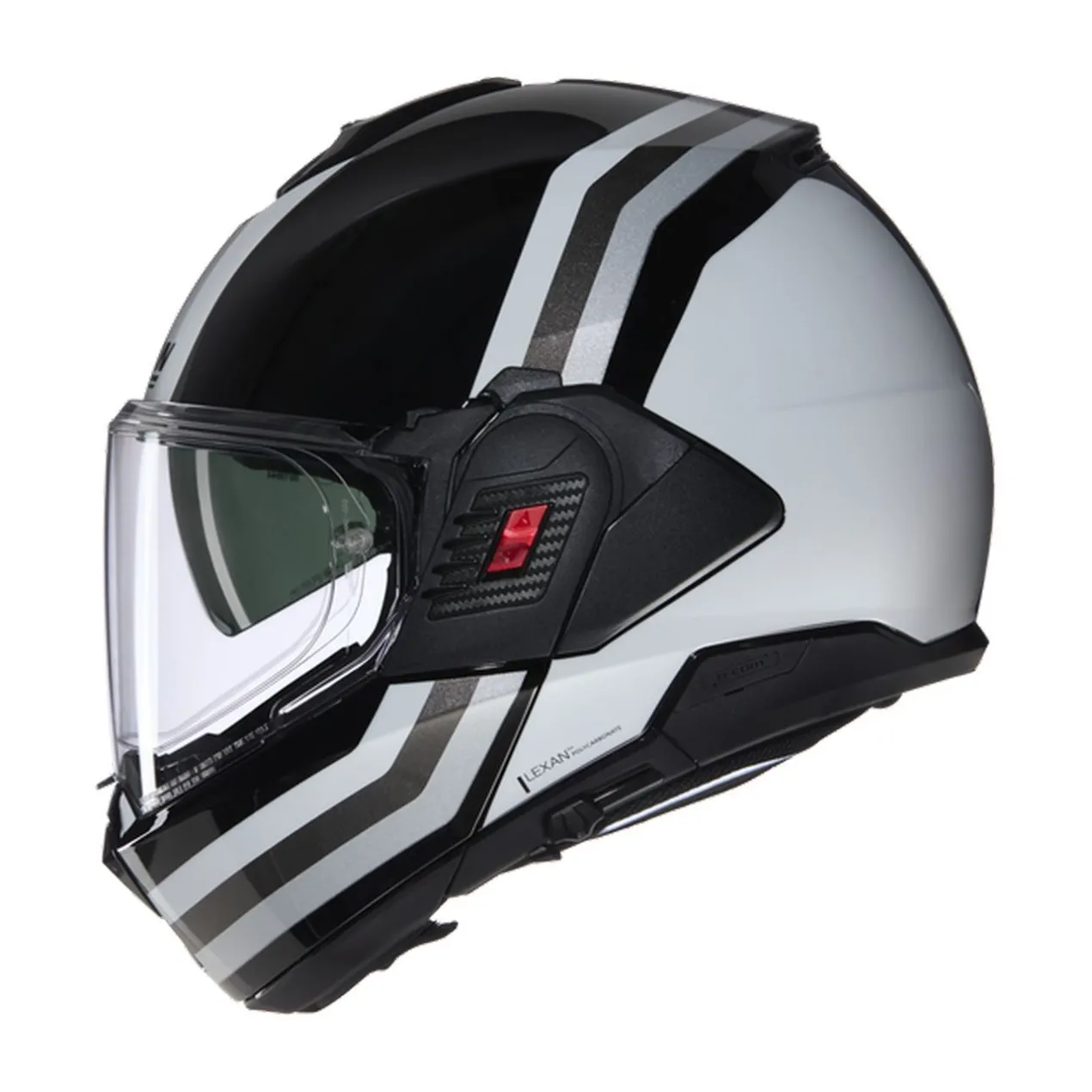 Casco Nolan N120-1 Lineo Nero Bianco Argento