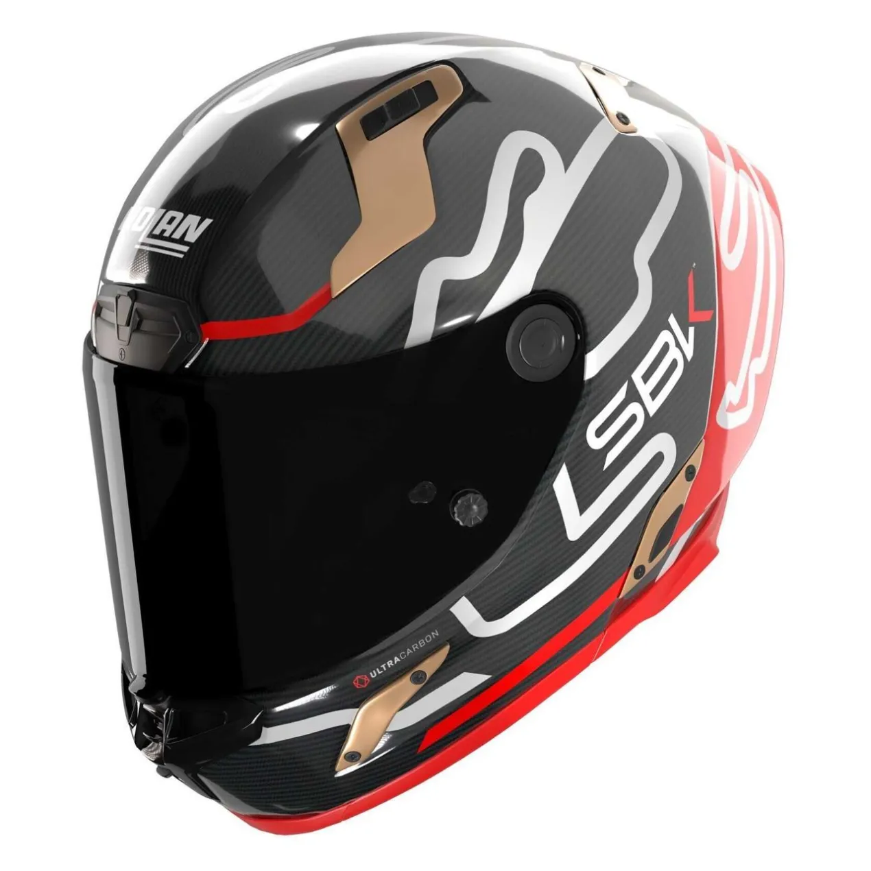 Casco Nolan X-804 Rs Ultra Carbon Sbk Rosso Oro