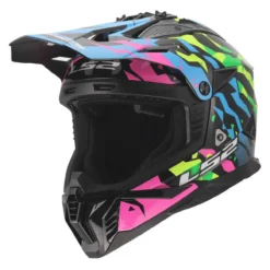 Casco Off-road Ls2 Mx708 Fast II Grotesk Blue Pink Green