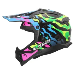 Casco Off-road Ls2 Mx708 Fast II Grotesk Blue Pink Green