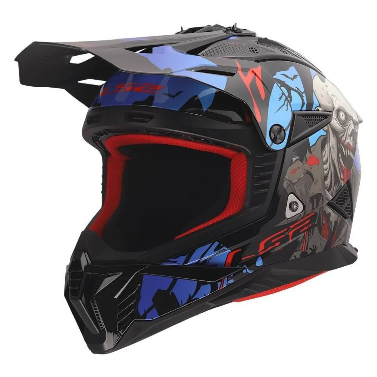 Casco Off-road Ls2 Mx708 Fast II Zombie II Black Red Blue