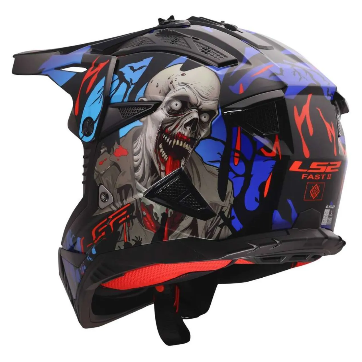 Casco Off-road Ls2 Mx708 Fast II Zombie II Black Red Blue