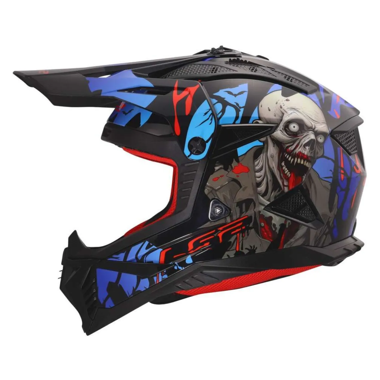 Casco Off-road Ls2 Mx708 Fast II Zombie II Black Red Blue