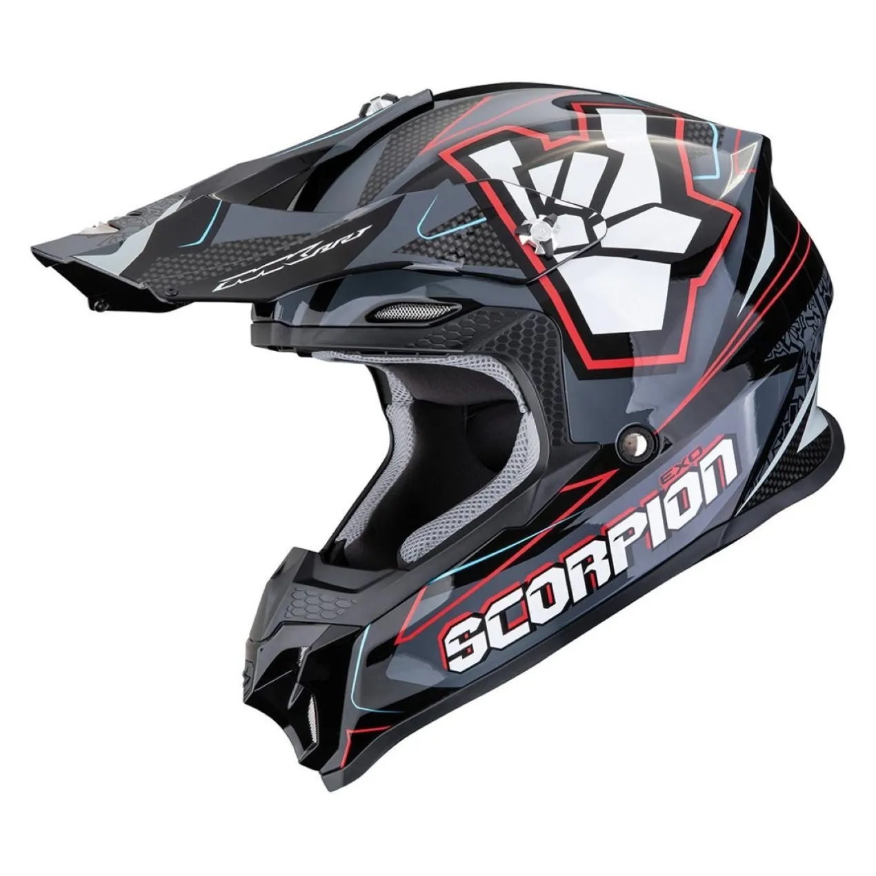 Casco Off Road Scorpion Vx-16 Evo Air Rok Nero Grigio Rosso