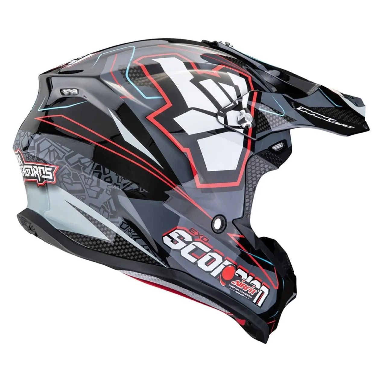 Casco Off Road Scorpion Vx-16 Evo Air Rok Nero Grigio Rosso
