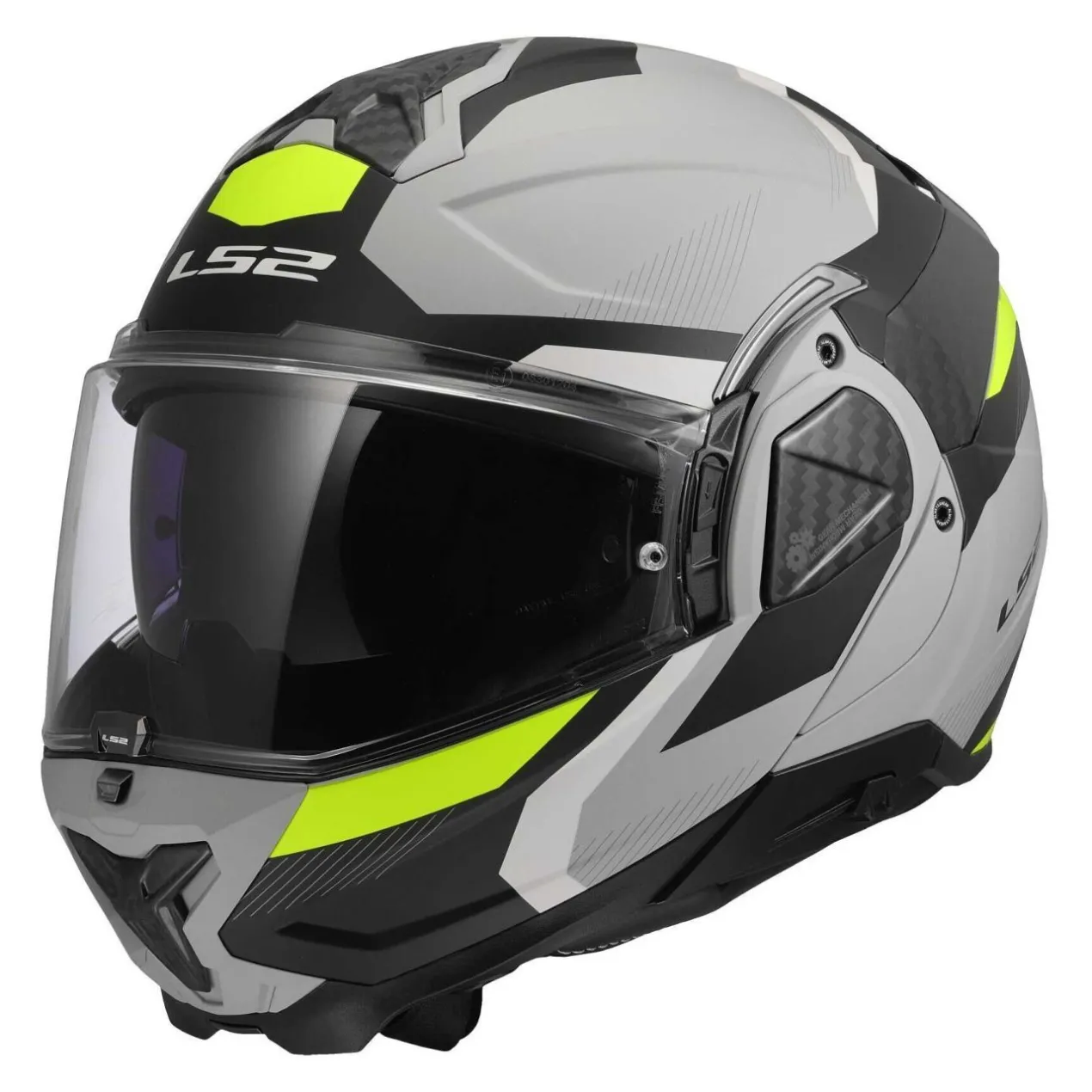 Casco Ribaltabile Ls2 Ff910 Advant II Triple Light Grey H-v Yellow