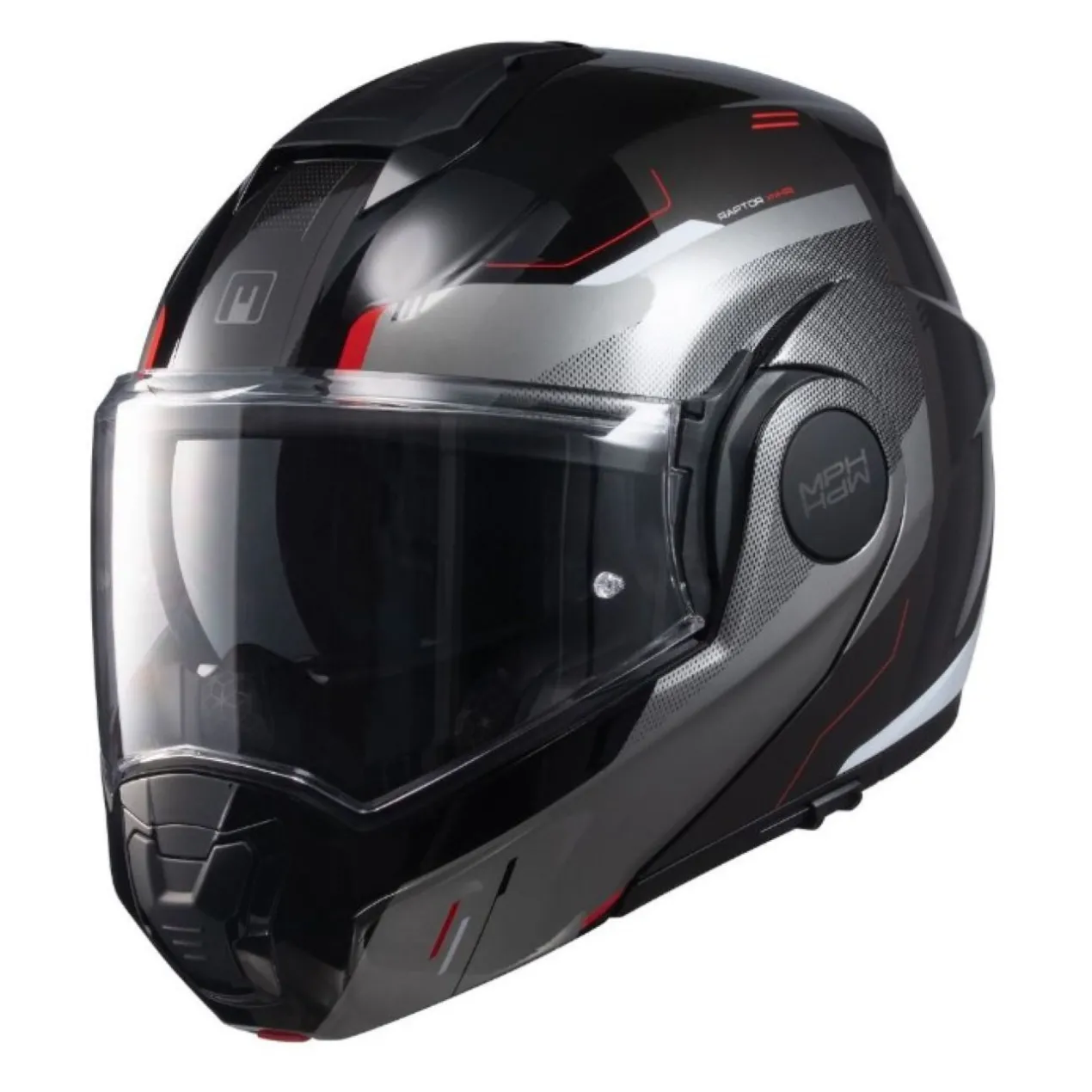 Casco Ribaltabile Mph Artra Graph Nero/titanio/rosso