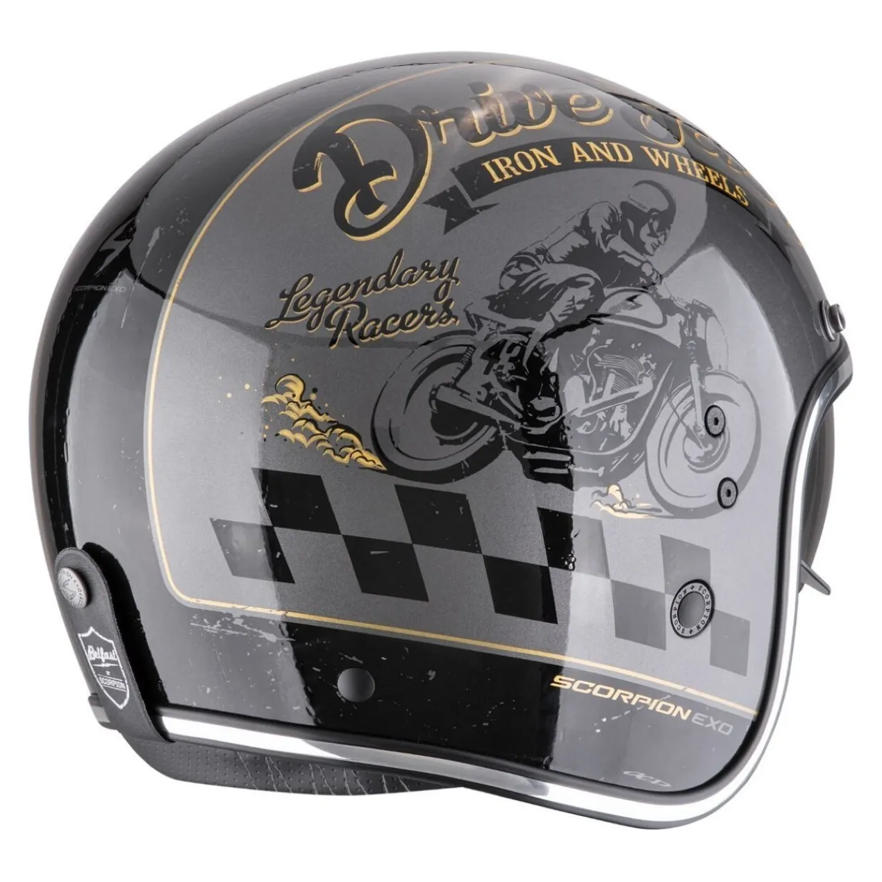 Casco Scorpion Belfast Evo Drive Fast Argento-nero-oro