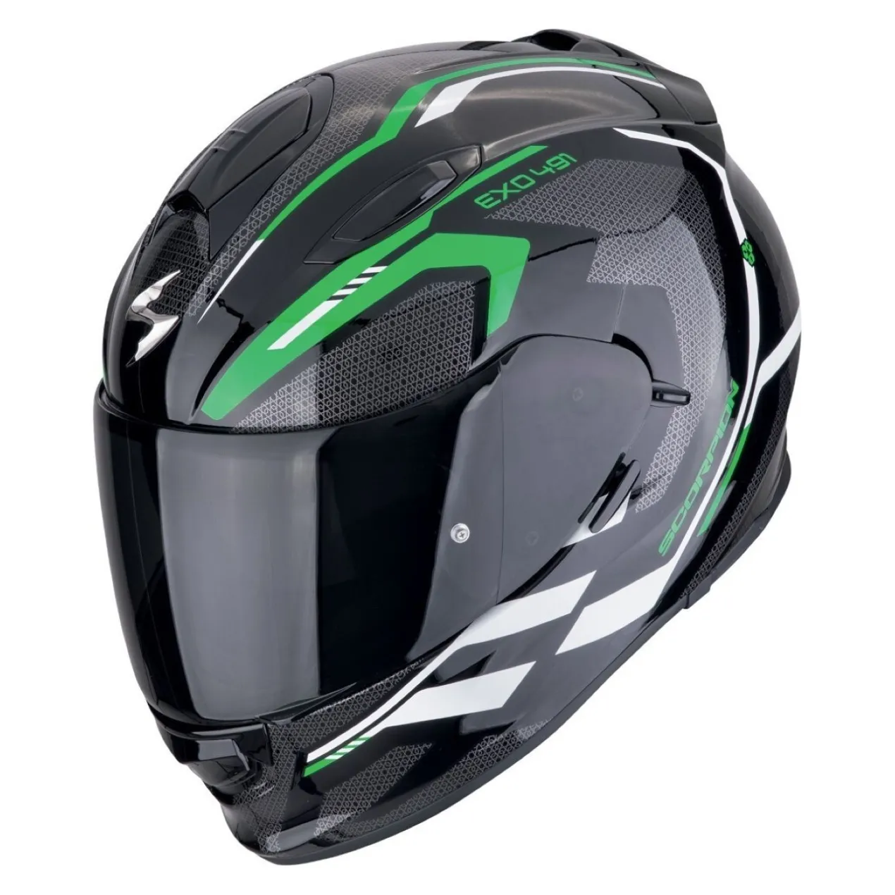 Casco Scorpion Exo-491 Kripta Nero-verde-bianco