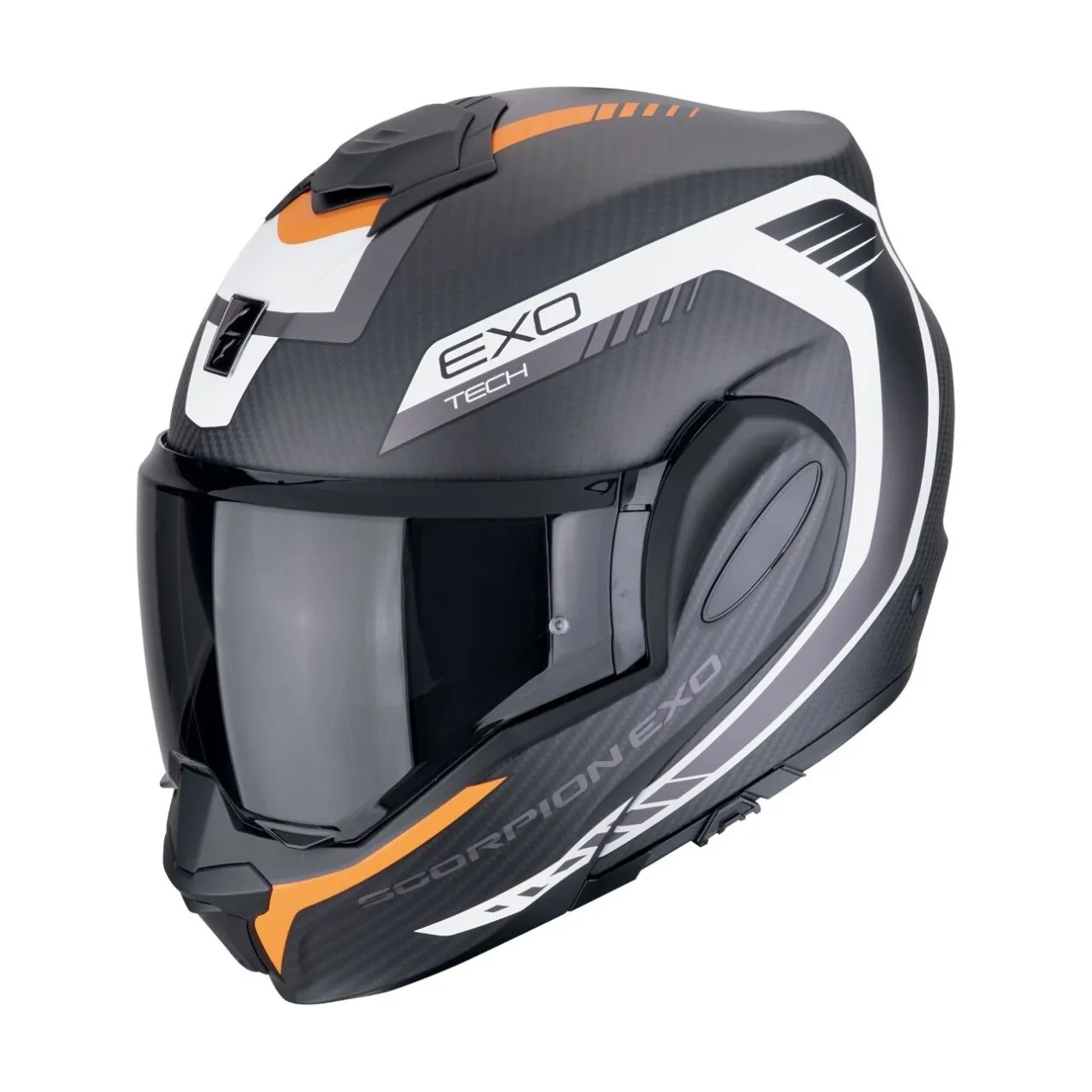 Casco Scorpion Exo-tech Evo Carbon Cosy Nero Opaco-arancione