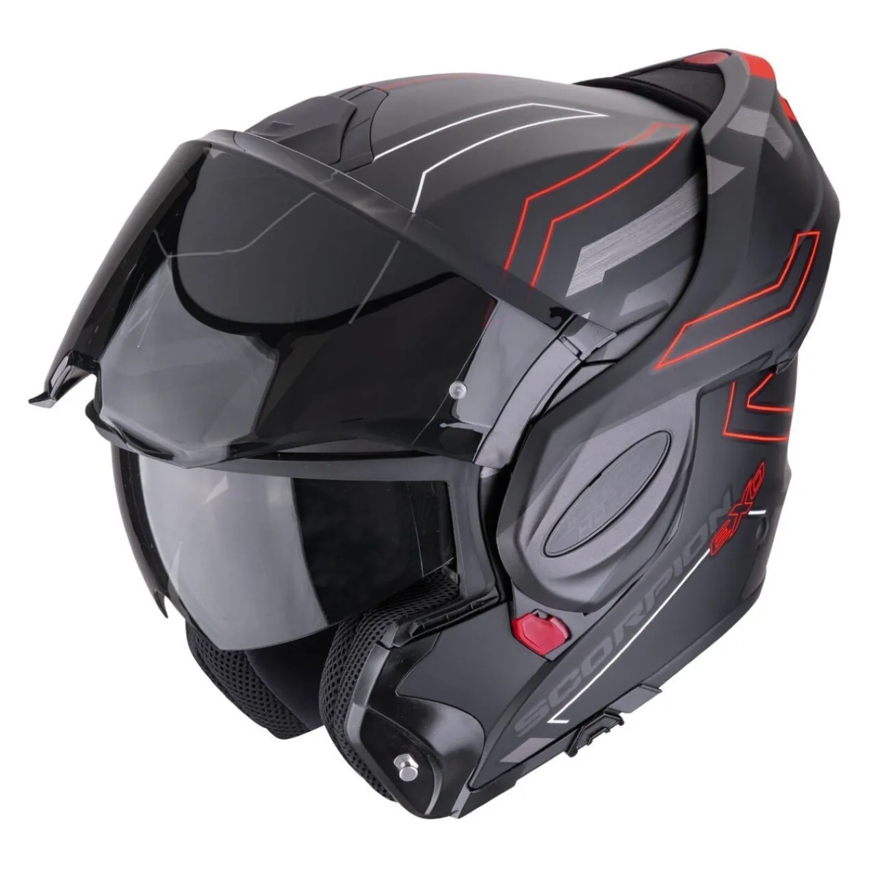 Casco Scorpion Exo-tech Evo Conquer Nero Opaco-rosso