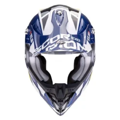 Casco Scorpion Vx-16 Evo Air Analog Bianco Blu Giallo