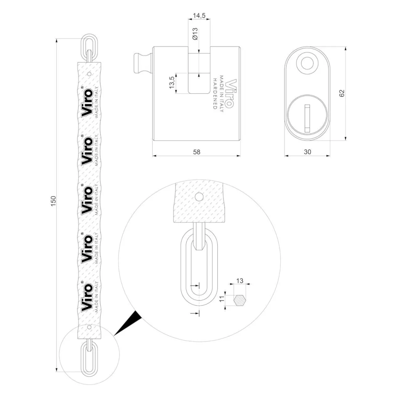 Catena A Maglia Esagonale Viro Eurothor 13mm X 150cm