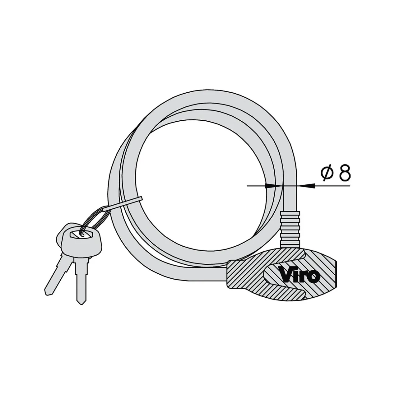 Cavo Acciaio Intrecciato Viro Hawaii Nero 8mm X 180cm Argento