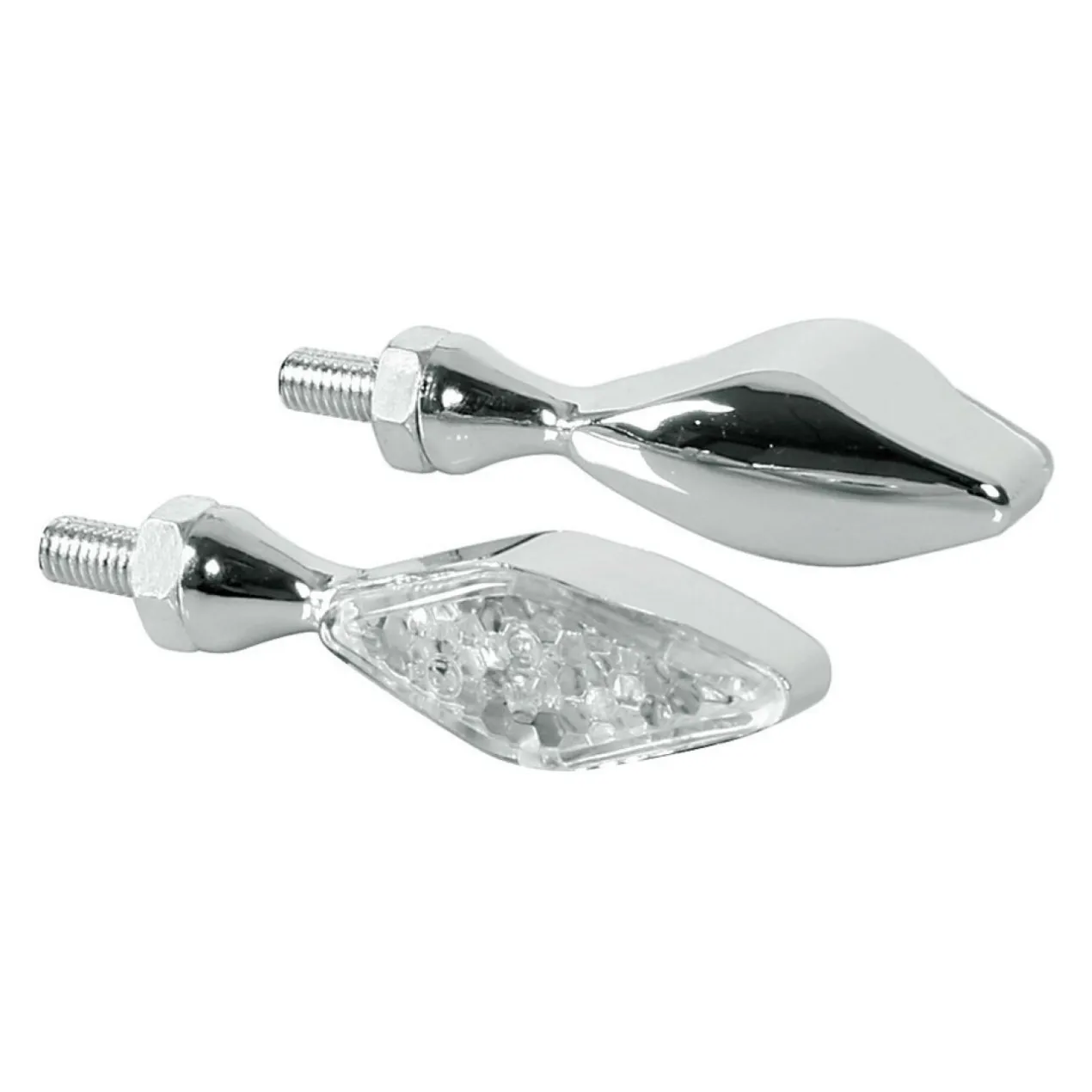 Coppia Frecce Cromate Mod Storm Led Vetro Bianco