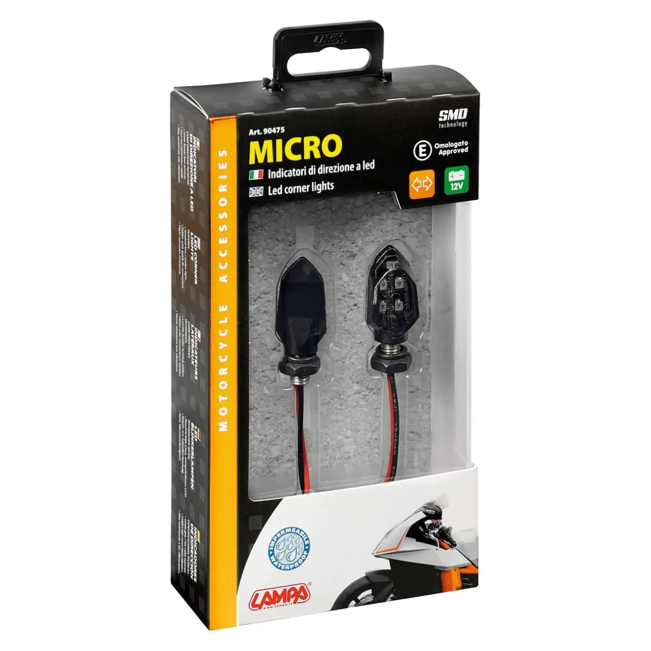 Coppia Frecce Micro Nere Led Vetro Bianco Lampa 90475