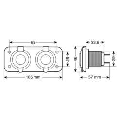 Doppia Presa Di Corrente Ext2 12/24v Impermeabile
