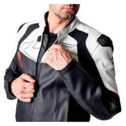 Giacca In Pelle Ixs Ace 1.0 Nero-bianco-rosso