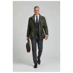 Giacca Ixs Tartan Verde Oliva con Cinta stile British